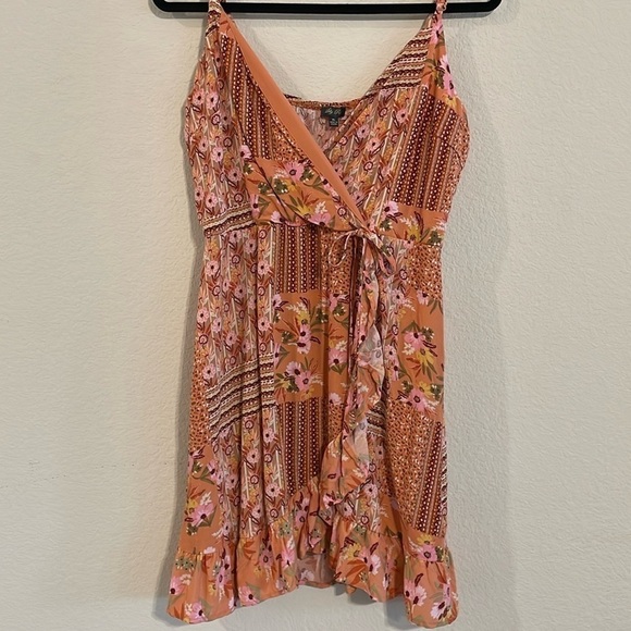 Lily Rose Women's Midi Dress XL Pink Ditsy Floral Ruffle Feminine Contemporary - Picture 1 of 10